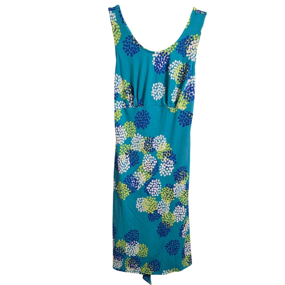 Leota Teal Multi Dot Print Sleeveless Sheath Dress Small NWT Handmade NYC